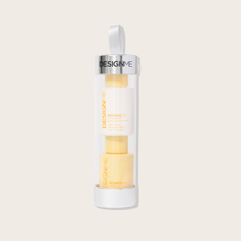 Shampooing et revitalisant BOUNCE.ME de DESIGN.ME pour cheveux, flacon de 50 ml, cheveux brillants et revitalisés.