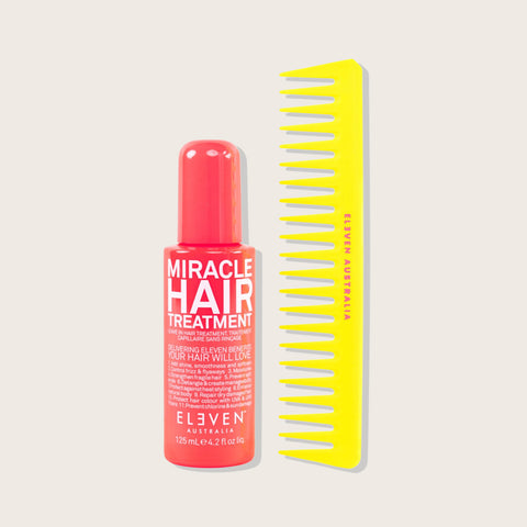 Offre Eleven Australia : traitement miracle pour cheveux 125 ml avec peigne gratuit, soin capillaire réparateur et hydratant.