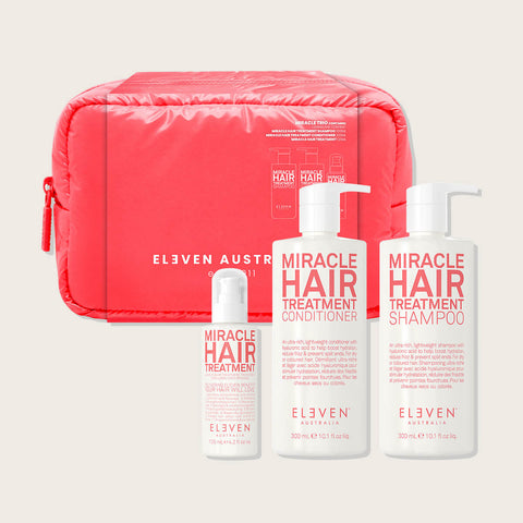 Coffret de fêtes pour cheveux Eleven Australia Miracle avec produits capillaires dans un emballage festif.