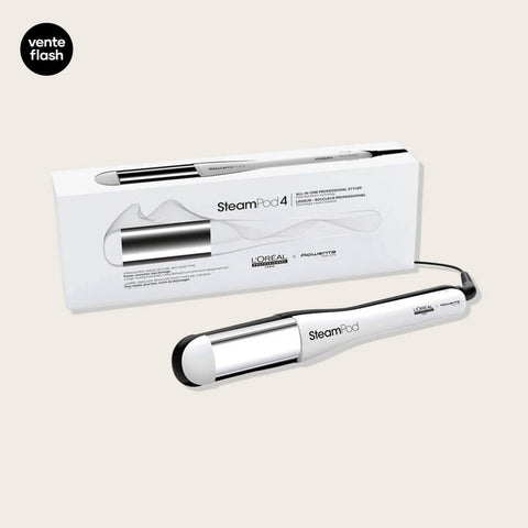 Offre promotionnelle L'Oréal Professionnel SteamPod 4, fer à lisser vapeur élégant et moderne, visible en image.