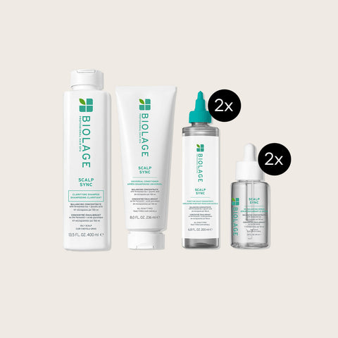 Offre soin du cuir chevelu régénérant Biolage, flacon de produit pour soins capillaires.
