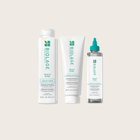 Offre de routine capillaire Biolage pour le cuir chevelu régénérant, comprenant des produits pour cheveux sains et revitalisés.
