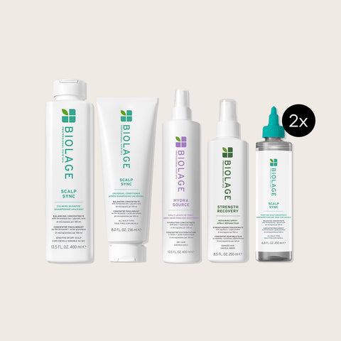 Offre de soins apaisants du cuir chevelu Biolage, produit de soin capillaire destiné à apaiser et calmer la peau.