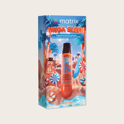 Coffret de fêtes Matrix Mega Sleek 300 ml pour cheveux, contenant des produits lissants et hydratants pour un look élégant