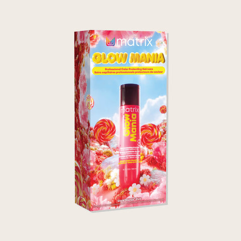 Coffret de fêtes Matrix Glow Mania pour cheveux, contient un spray de 300 ml avec un effet lumineux et brillant.