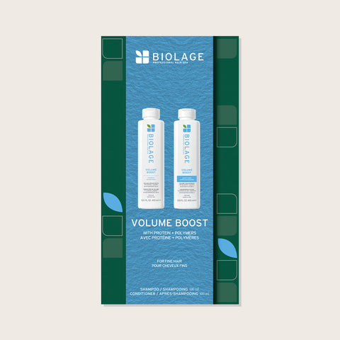 Coffret des fêtes volume boost de 400 ml de Biolage, produit capillaire pour donner du volume aux cheveux.