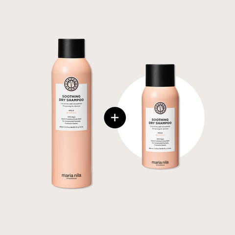 Offre de Maria Nila : shampooing sec apaisant pour cheveux, format voyage offert, idéal pour rafraîchir sans lavage.