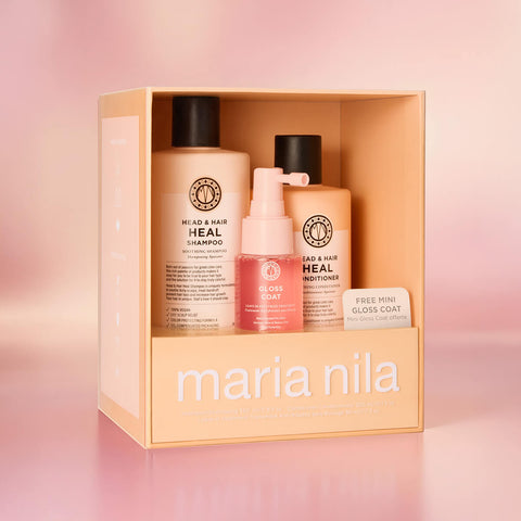 Coffret de fêtes Maria Nila Head & Hair Heal avec produits capillaires pour nourrir et réparer les cheveux.