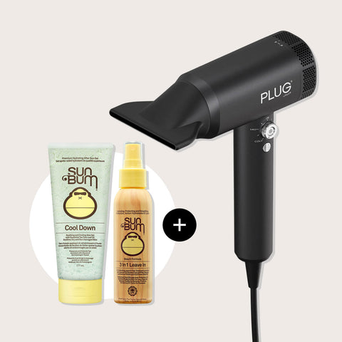 Offre promotionnelle avec un séchoir Plug by Must52 et deux accessoires gratuits, visible en image.