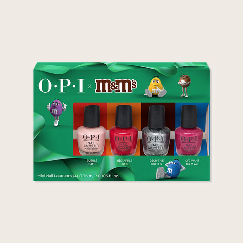 Ensemble de 4 mini vernis à ongles OPI HRT37, couleurs variées pour la beauté des ongles, dans un style élégant.
