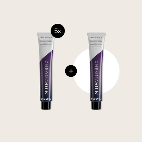 Offre Pravana avec 5 tubes Chromasilk au choix et 1 tube gratuit, produits de coloration capillaire pour des couleurs vibrantes.