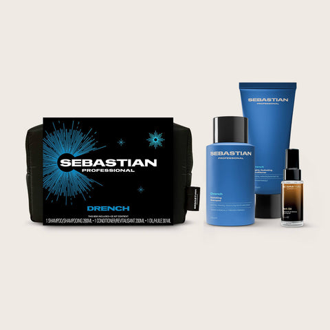 Shampooing et revitalisant Sebastian Drench pour cheveux, 250 ml, dans un coffret pour les fêtes.